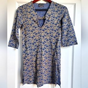 Jordan Taylor Collection Swimsuit Beach Coverup Blue Gold Size S